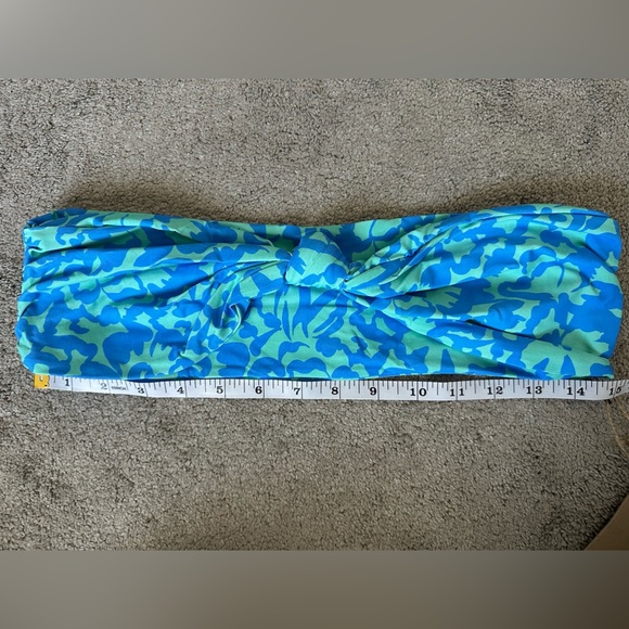 Stone Fox Swim The Lele Top in Ocean Bloom Blue Large Bandeau Bikini Front Knot - Picture 3 of 4